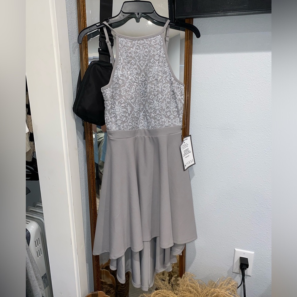 Woman’s Grey High-Low Dress